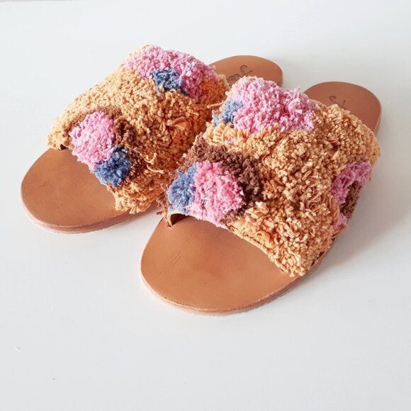 NWOT Free People Yuma woven "shag" peep toe sandal mules, 37 - Picture 15 of 15